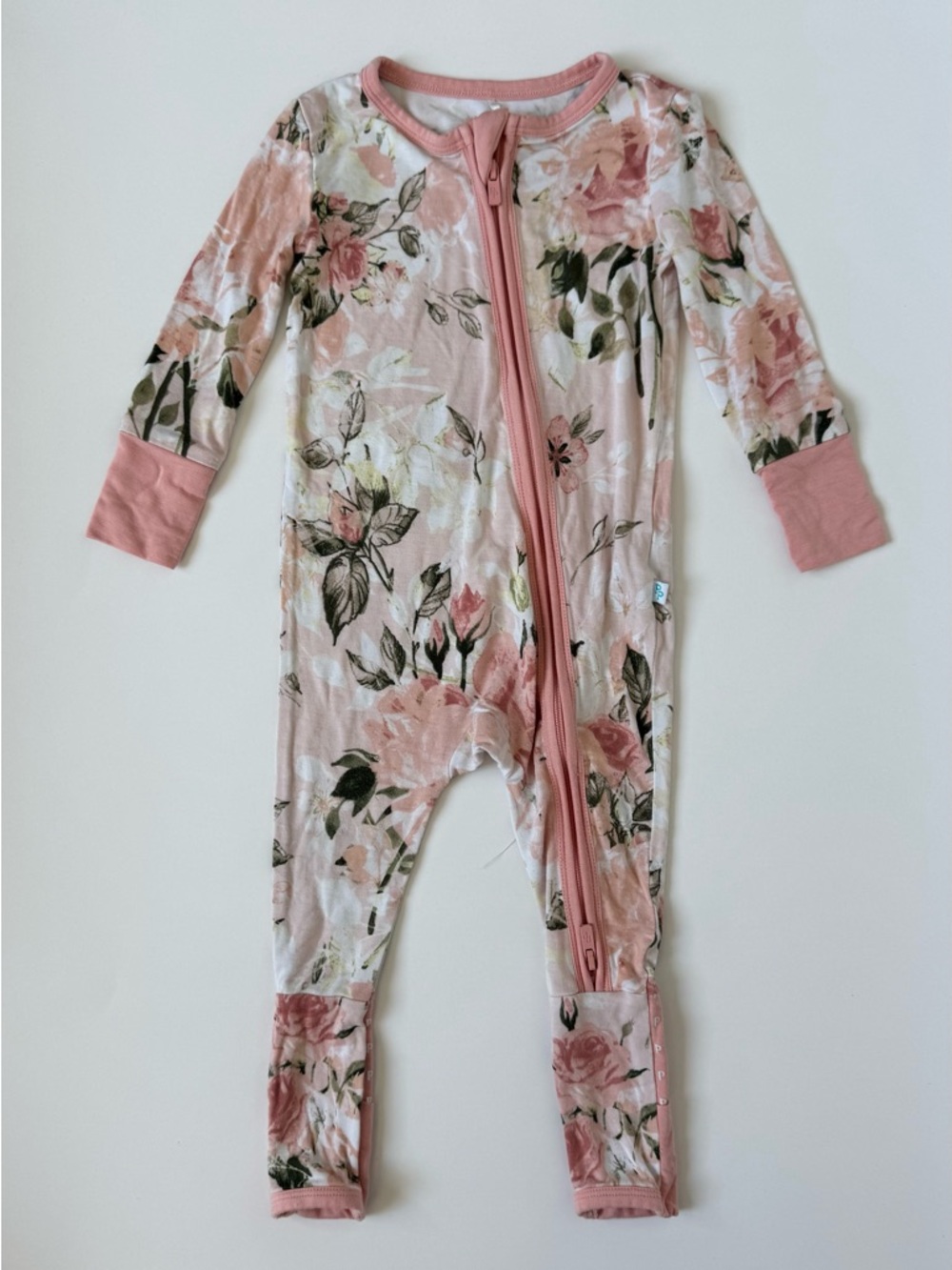 Posh Peanut Bamboo Pink Floral Zippered Pajamas One-Piece